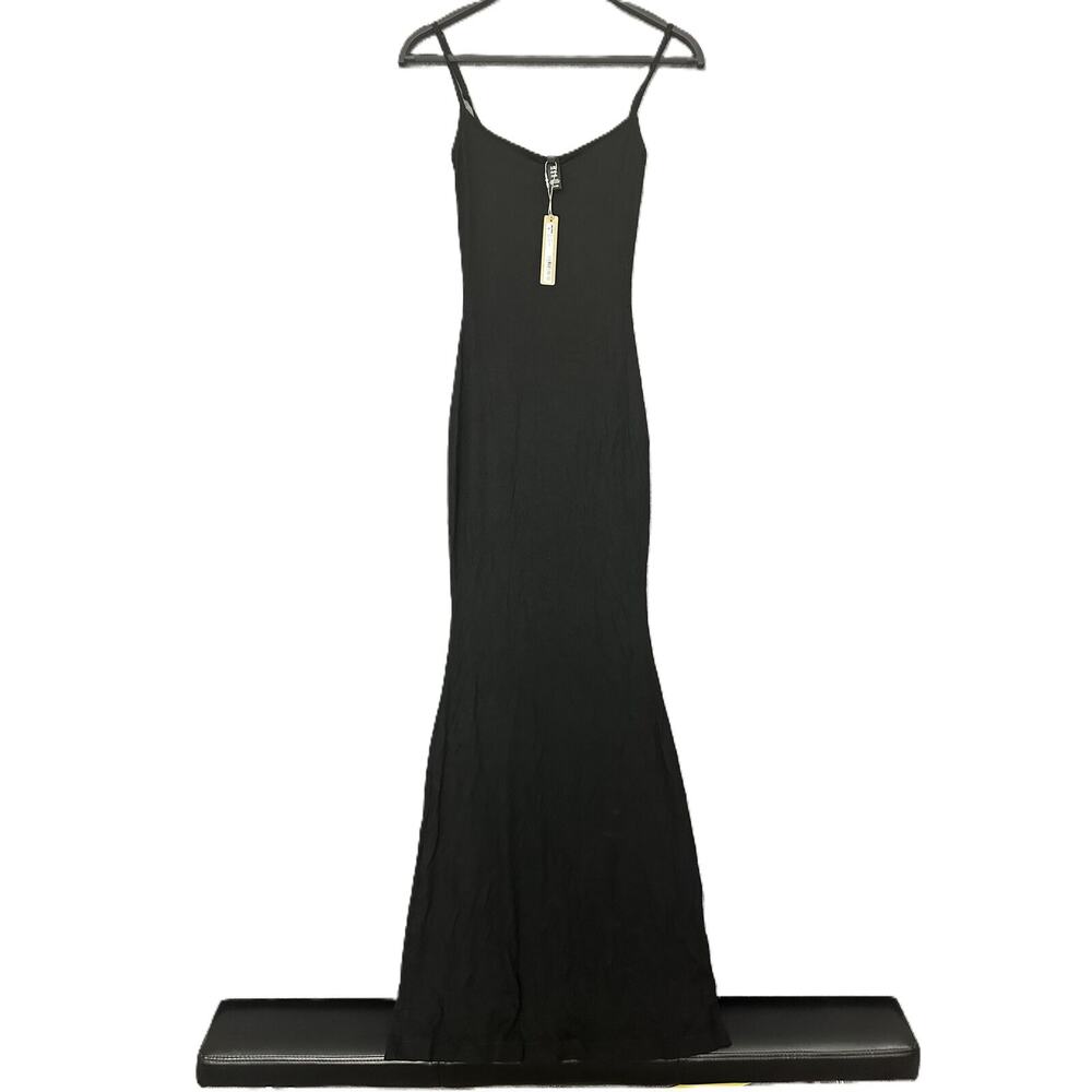 SKIMS Black Soft Lounge Spaghetti Straps Solid Maxi Dress Womens Size Small New